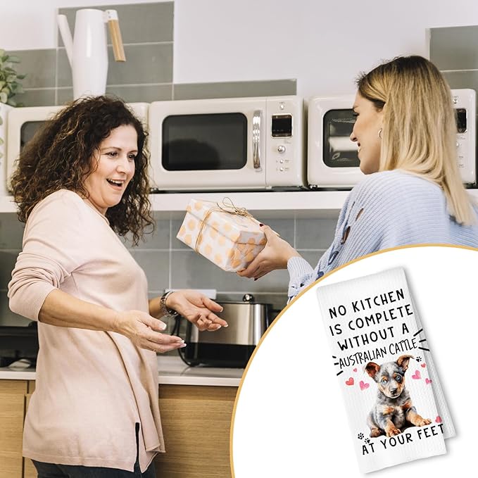 Australian Funny Dog Kitchen Towels - Australian Cattle Waffle Weave Dish Towels,A Kitchen Is Not Complete Without A Australian CattleHand Towel For Home Bathroom,Dog Lovers Gift,16×24 Inch