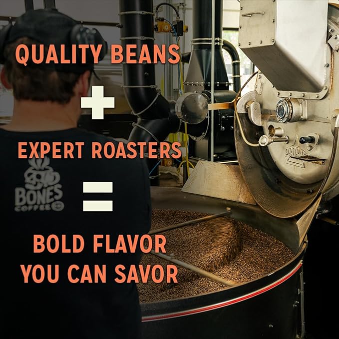 Bones Coffee Company Jacked 'O' Lantern, Pumpkin Spice Flavored Coffee, Medium Roast Low Acid Arabica Beans Compatible with Auto drip and French Press Coffee Maker, 12 Oz Whole Bean
