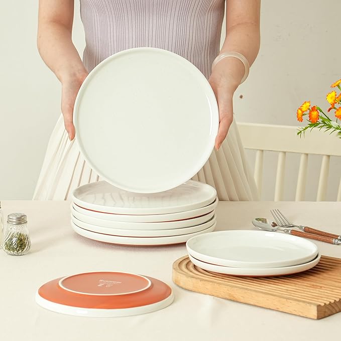 12 Piece Dinnerware Set, Dual Glaze Stoneware Plates and Bowls Sets, Modern Dinner Plate, Salad Plate, Cereal Bowl, Dish Set for 4, Microwave and Dishwasher Safe, Stardust Glaze White
