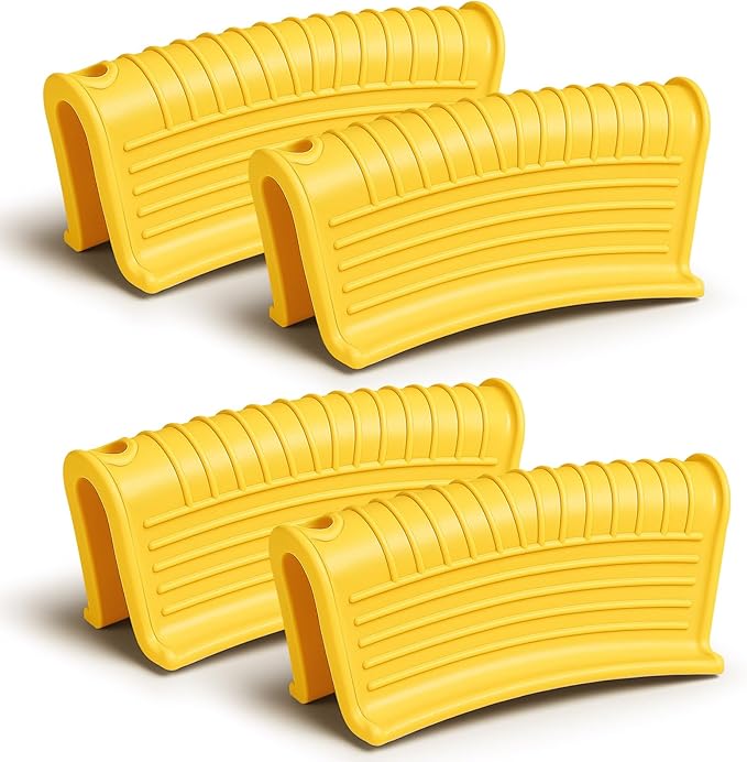 Patelai 4 Pcs Silicone Assist Hot Pan Handle Holder Pot Handle Covers for Cast Iron Skillets Holder Sleeve Nonslip Heat Resistant Pan Cover for Enameled Griddles Casserole Frying Cookware(Yellow)