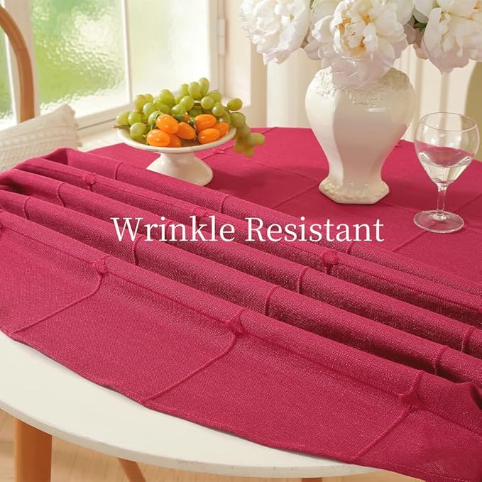 Zobesta Red Table Cloth Round Tablecloth 53 inch, Washable Farmhouse Soft Boho Christmas Round Table Cloth Tablecloth for Outdoor, Party, Holiday, Picnic, Dining