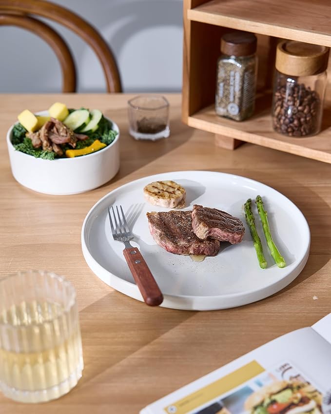 Famiware Nebula Dinnerware Sets with Mugs, Service for 6 (24 Pieces), Fine Stoneware Plates and Bowls Sets, Microwave and Dishwasher Safe Dishes Set, White