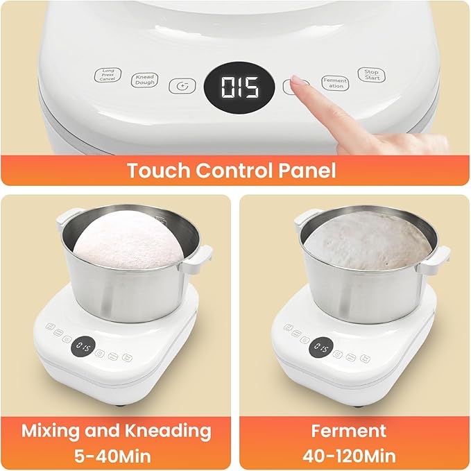 Electric Dough Maker with Ferment Function Dough Mixer Machine 304 Stainless Steel 5QT Automatic Pasta Machine Commercial Flour Kneading Machine for Baking Bread Dumpling