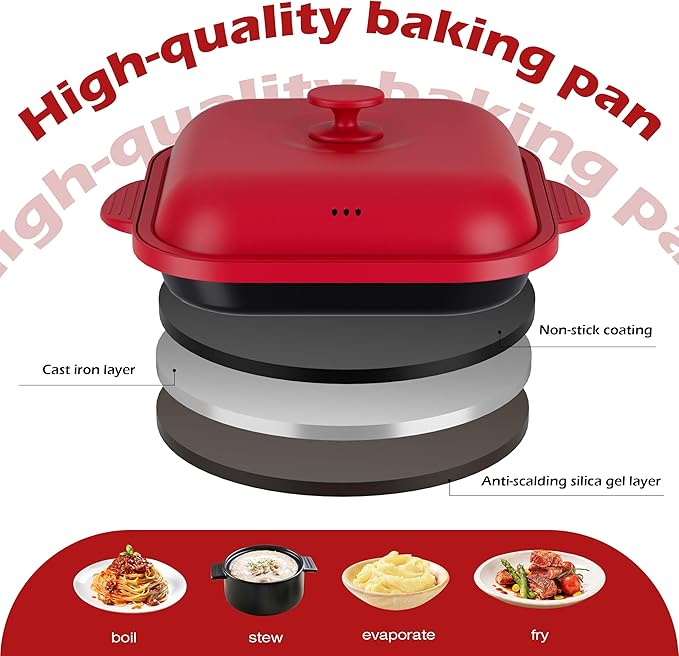 Microwave Grill Pan with Cover | Microwave Bacon Cooker | Griller & Crisper Pan for Grilling, Frying, Browning and Crisping | Microwave Cookware for Grill Meat | Dishwasher Safe for Dorms,Office,RV