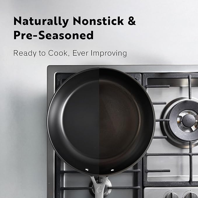 13 Inch Carbon Steel Wok Pan - Carbon Steel Clad, Better than Cast Iron - Lightweight, Naturally Nonstick, Non Toxic Cookware, No Coatings - Induction Wok, Oven, Outdoor Grill Cooking