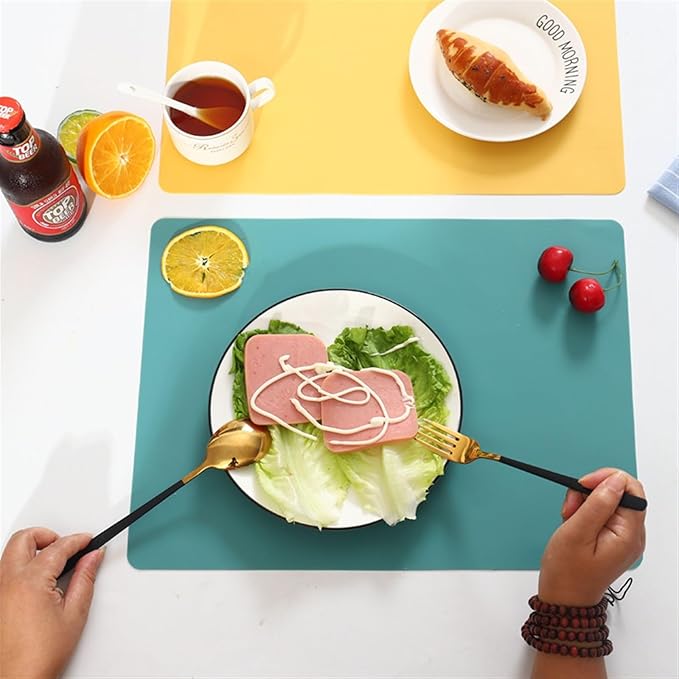 Silicone Placemat Food-Grade Non-Slip Waterproof Dining Stain Table Mat Heat Dishwasher Safe(Dark Grey)