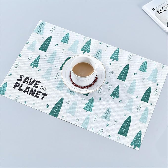 PVC Woven Placemats Set of 4 for Kitchen Dinner Table Place Mats Dining Office Placemat Plastic Table Decor Mats(PM-15)