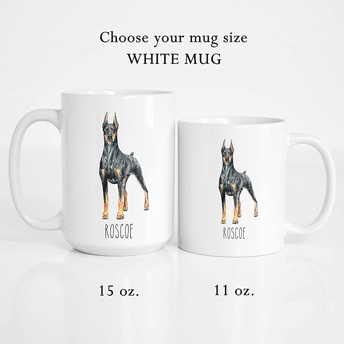 Doberman Custom Coffee Mugs with Name for Dog Mom Dad - Personalized Gifts for Best Friends - Grandma Grandpa Present (Doberman)