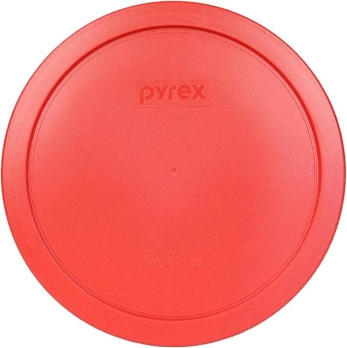 Pyrex 7402-PC 6/7 Cup Poppy Red BPA-Free Plastic Lid (2-Pack) - Made in USA