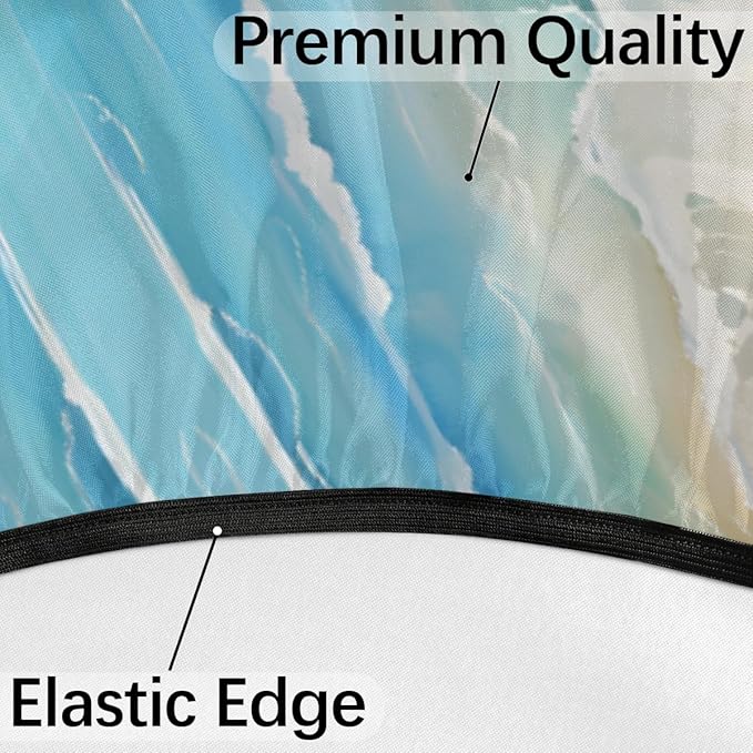 Outdoor Round Tablecloth with Umbrella Hole, Ocean Round Fitted Tablecloth, 36"-44" Waterproof Oil-Proof Patio Table Cover for Picnic Camping Party
