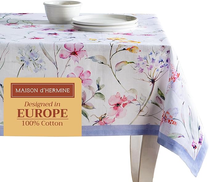 Maison d' Hermine Table Cloth Rectangle Table 100% Cotton 70 x 120 Inches Tablecloth Reusable Decorative for Dining Room Farmhouse Home Valentines Day Decorations Spring Summer - Summer Floral