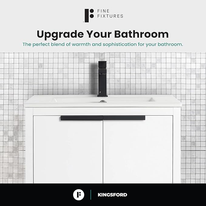 Fine Fixtures Kingsford Modern 24 Inch Bathroom Vanity with Sink, White Finish, Elegant Bathroom Vanities for Modern Homes, Stylish Storage Solutions for Bathrooms