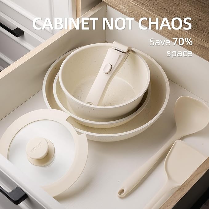 8PCS Ceramic Cookware,Nonstick Ceramic Pan, Removable Handle Pots and Pans Set, Stackable Pan Set, Nonstick Pots and Pans Set Non Stick pot for Home,RV