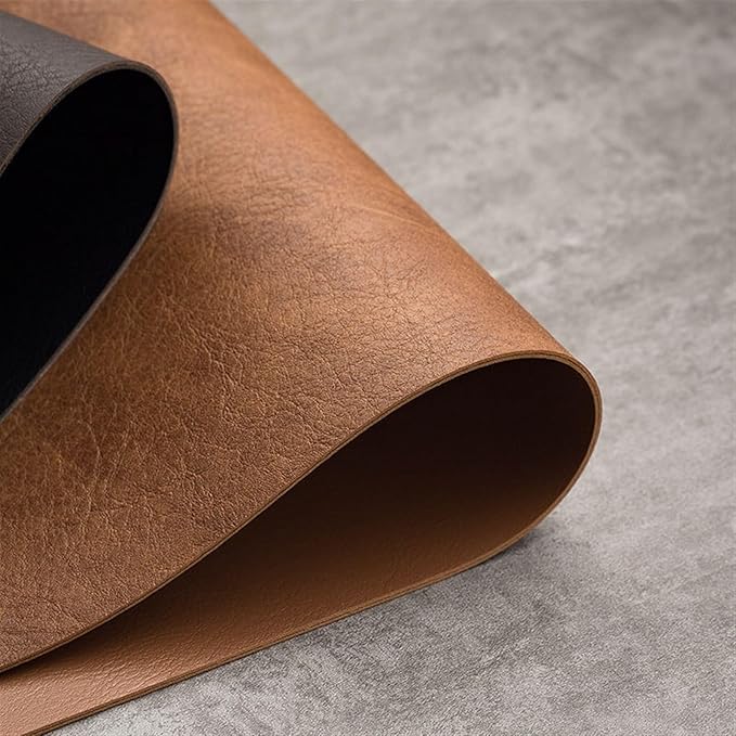 Light Luxury Solid Leather Placemat Coffee Brown PU Table Mat Waterproof Oilproof Heat-Insulated Plate Bowl Pad Table Decor(A)