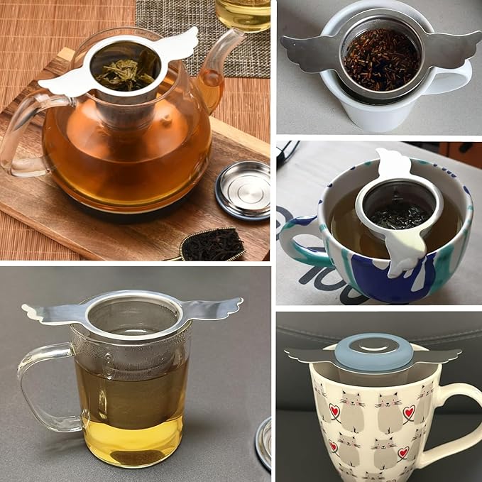 3Pcs Extra Fine Mesh Tea Infuser Steeper Basket with Lid/Drip Tray for Loose Leaf Tea Rooibos, 304 Stainless Steel Tea/Coffee Strainer Filter with Big Capacity＆ Extended Handles, Fit Cup/Teapot/Jar