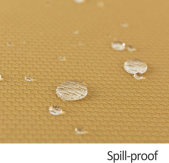 maxmill Jacquard Square Tablecloth Stain Resistant Spillproof Wrinkle Free Washable Soft Table Cloth, Decorative Fabric Table Cover for Dining Room, Indoor and Outdoor Use, 52 x 52 Inch Ochre Yellow