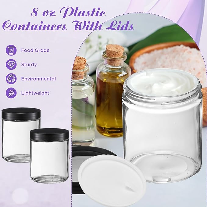 12 Pcs 8 oz Glass Jars with Lids, Clear Candle Jars with Black Lids Round Empty Candles Container Tins for Candle Making Storing Lotions Spice Powder Liquid Sample Makeup (Clear)