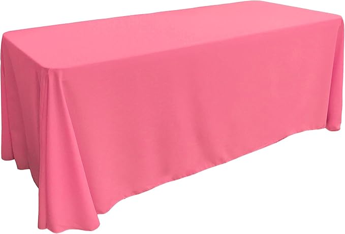 LA Linen Polyester Poplin Washable Rectangular Tablecloth, Stain and Wrinkle Resistant Table Cover 90x156, Fabric Table Cloth for Dinning, Kitchen, Party, Holiday 90 by 156-Inch, Hot Pink