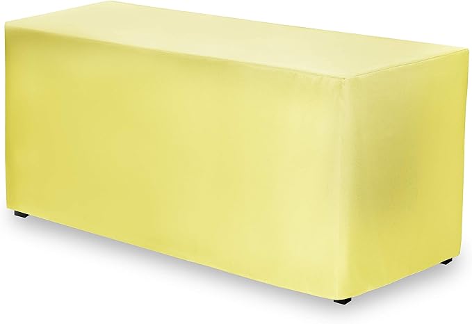 Gee Di Moda Fitted Tablecloth - 48 x 30 Inch Yellow Floor-Length Fitted Table Cloth for 4 Foot Rectangle Table, Heavy Duty Washable Fabric for Parties, Dinner, Weddings, Baby Shower & Trade Show