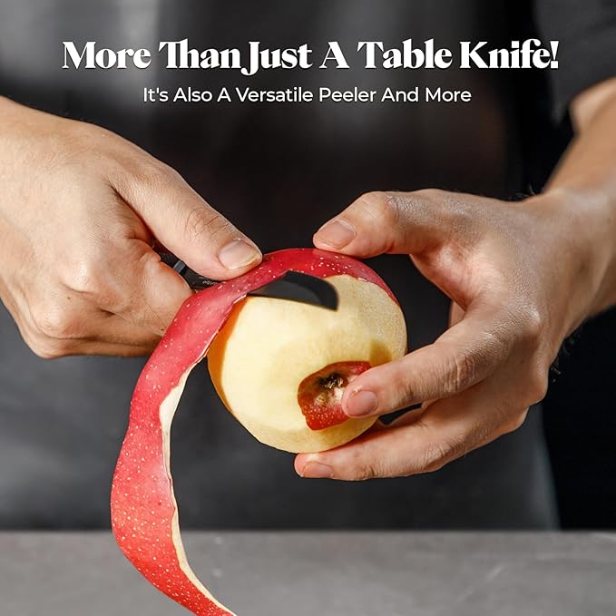 Steak Knives Set of 8 with Magnetic Knife Strip, 4.7 Inch Dishwasher Safe Non Serrated Dinner Knives, Razor Sharp for Precise Cutting, Non-Stick Blade & Non Rust, Housewarming Gifts New Home