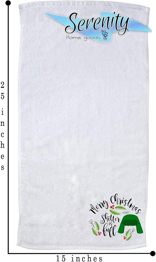 Christmas Decor | Decorative Kitchen and Bath Hand Towels | XMAS Winter Novelty | White Towel Home Holiday Decorations | Gift Present