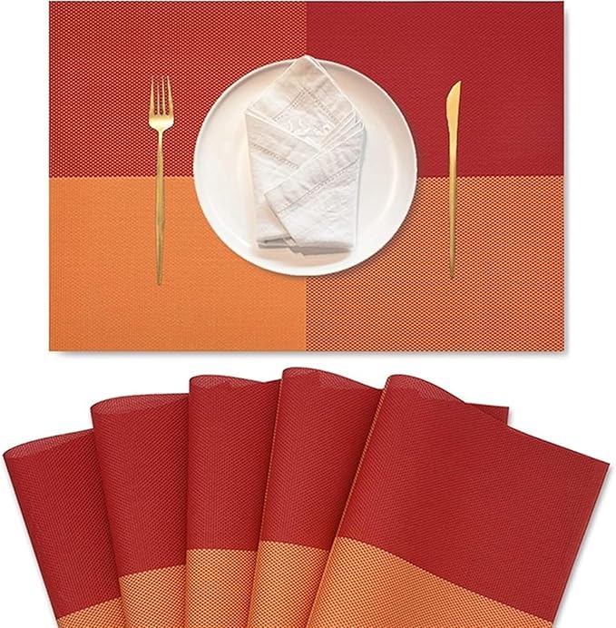 Table Placemats Set of 1/4/6 PVC Heat- Place Mat Washable Kitchen Table Mats Suitable for Dining Table Kitchen(KP Green,30X45CM_4PCS)