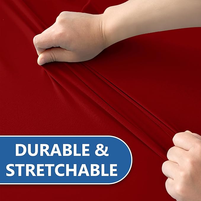 Spandex Table Cloths for 8 Foot Rectangle Tables-6 Pack Fitted Stretch Red Table Covers-Elastic Christmas Tablecloths for Party, Vendor Booth Display, Banquet Buffet Event, Craft Trade Show