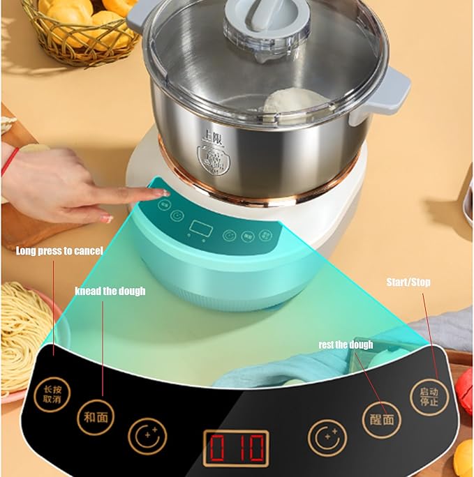 Automatic Dough Maker Machine with Fermentation, Stainless Steel Bread Pizza Pasta Kneading, Kitchen Mixer & Whisper-Quiet Motor (7L)