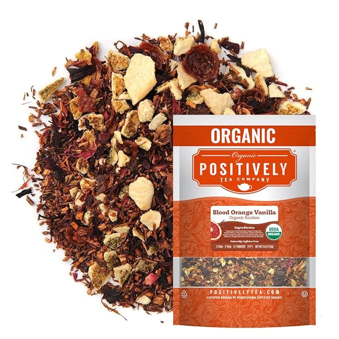Organic Positively Tea Company, Blood Orange Vanilla Rooibos Tea, Loose Leaf, 4 Ounce