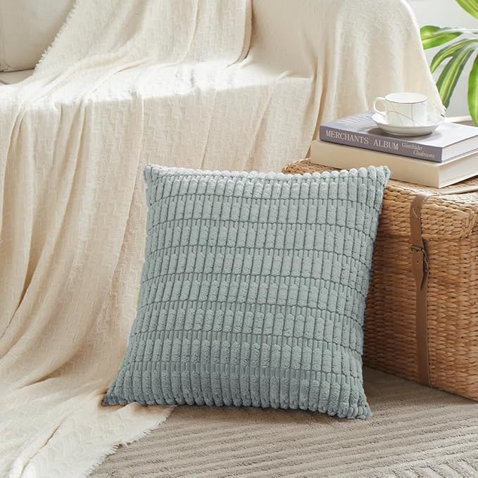 Fancy Homi 4 Packs Decorative Throw Pillow Covers for Living Room Couch Bed, Modern Farmhouse Boho Home Decor, Accent Cushion Case (14 x 14 Inch, Grey Blue)