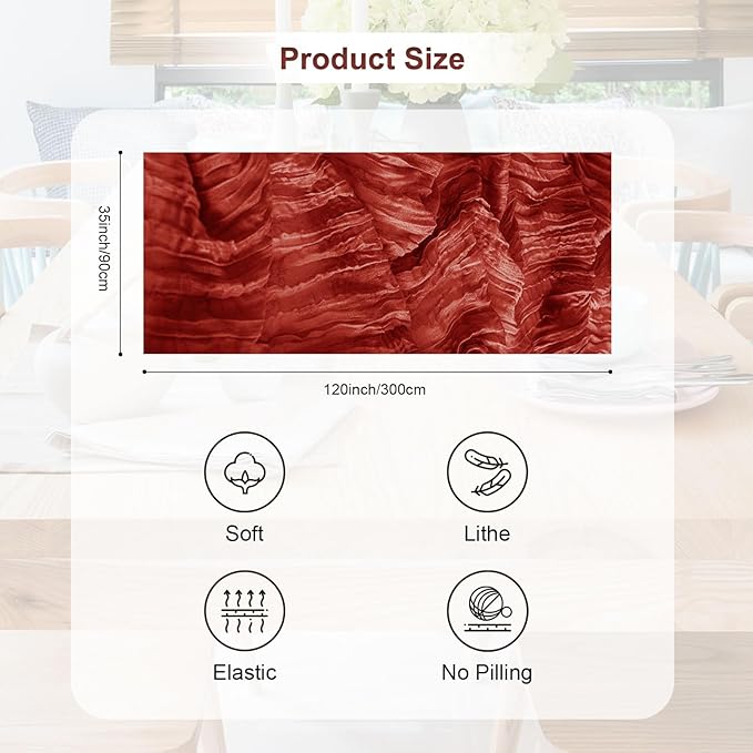 1 Pack Terracotta Christmas Cheesecloth Table Runner 35x120 Inch 10Ft Rustic Gauze Cheese Cloth Table Runner Sheer Cheesecloth Table Runners for Wedding Party Bridal Shower Decoration
