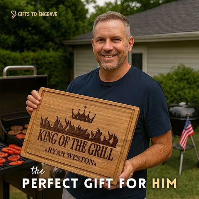 Personalized Gifts for Men Custom Engraved Cutting Board BBQ & Grilling Gift, Unique Grill Master Gift for Dad, Husband, or Father in Law Perfect Birthday or Christmas Gifts for Men 2026