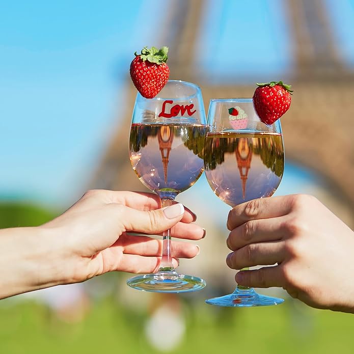 Simply Charmed Valentine Wine Charms - Magnetic Glass Drink Markers - Set of 6 Stemless Cocktail Magnets - Gift for Her