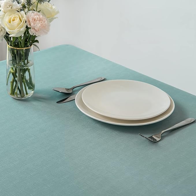 maxmill Slubby Texture Tablecloth Water Resistance Antiwrinkle Spillproof Soft Washable Jacquard Table Cloth for Dining Room, Event Banquet Party Holiday Dinner, Rectangle 60 x 104 Inch, Slate Blue