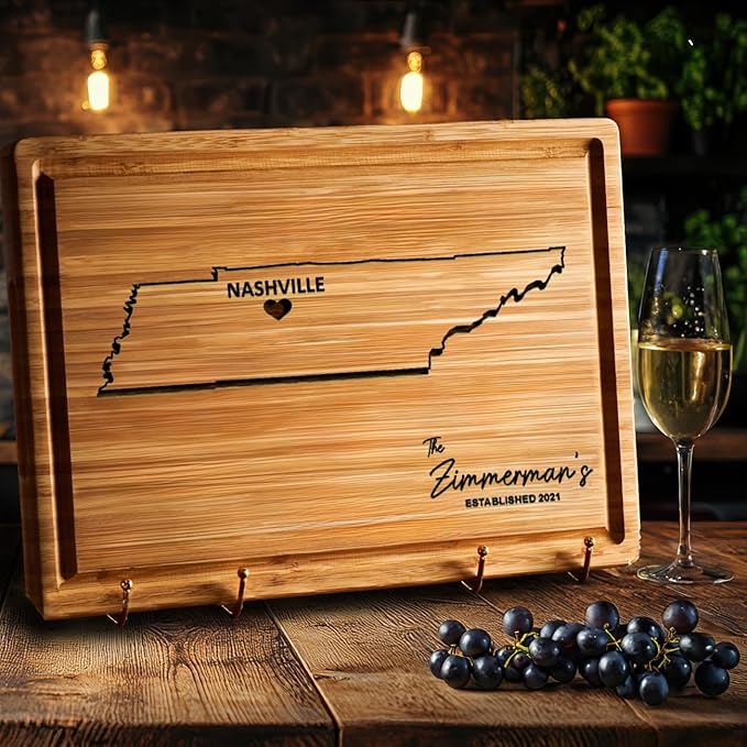 Tennessee Destination Cutting Board, Bamboo State Shaped Themed Gifts, Personalized Wooden States Charcuterie Board, Moving Away Gifts for Family