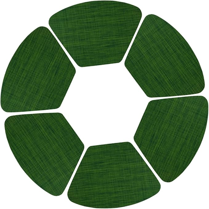 PVC Round Table Placemats Wedge Shaped Place Mat Pads with Centerpiece Round Mat Heat Table Mats Washable(Stripe Green)