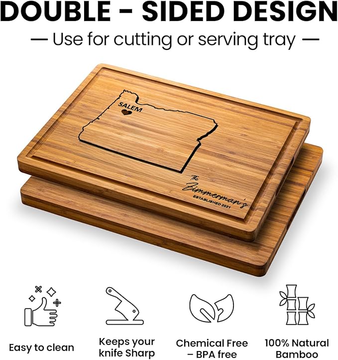 Oregon Cutting Board, Bamboo Destination Gifts, Wooden States Gifts, State Shaped Charcuterie Boards, Map US Art Gifts