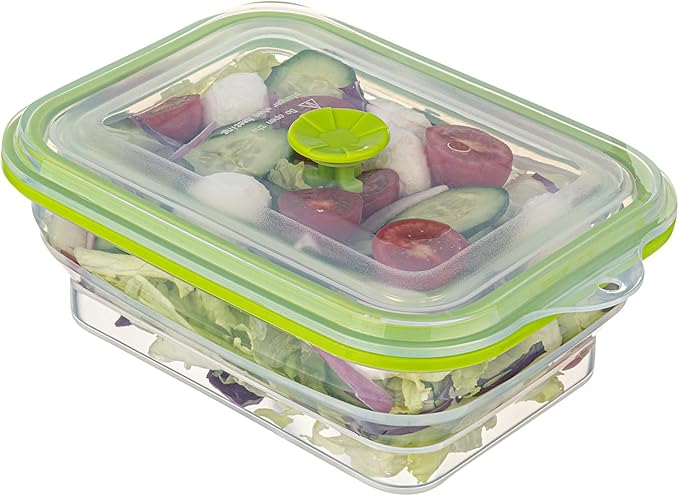 Restaurantware-Fresh Hero 32.3 Ounce Storage Containers, 20 Durable Airtight Food Containers - Microwavable, Freezable, Green Silicone Collapsible Container, Dishwashable, With Vented Lids
