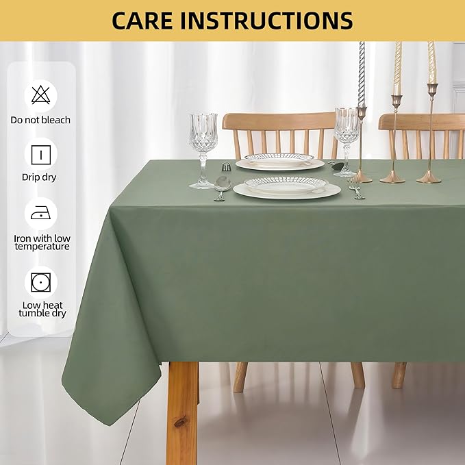 6-Pack 60x84 inch Sage Green Table Cloths, Solid Stain and Wrinkle Resistant Oblong Tablecloth, Premium Plain Weave Polyester Fabric Rectangle Table Linen Covers for Hotel, Banquet