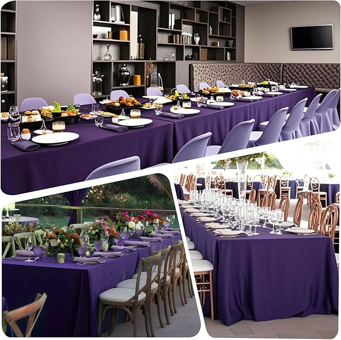 8 Pack Purple Tablecloth 60x102 Inch Rectangle Table Cloth for 6 Foot Rectangle Tables, Wrinkle Resistant Washable Polyester Fabric Rectangular Table Cover for Dining Banquet Wedding Party