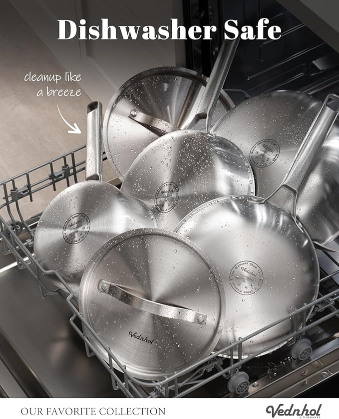 Stainless Steel Saute Pan with Stainless Steel Lid 7-Quart,13-Inch Deep Skillet,Dishwasher&Oven Safe,Induction&All Stove Compatible,Brushed Finish