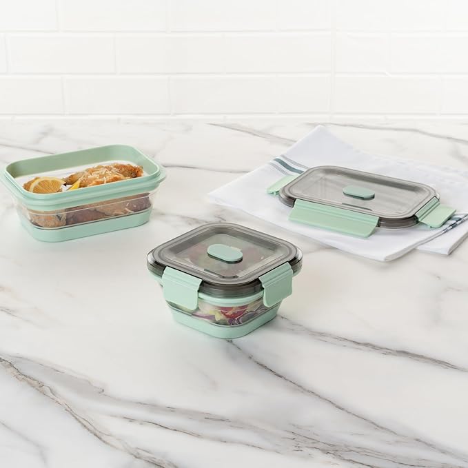 Restaurantware-Fresh Hero 17 Ounce Storage Containers, 1 Durable Airtight Food Containers - Microwavable, Freezable, Green Plastic, Collapsible, Dishwashable, With Vented Lids
