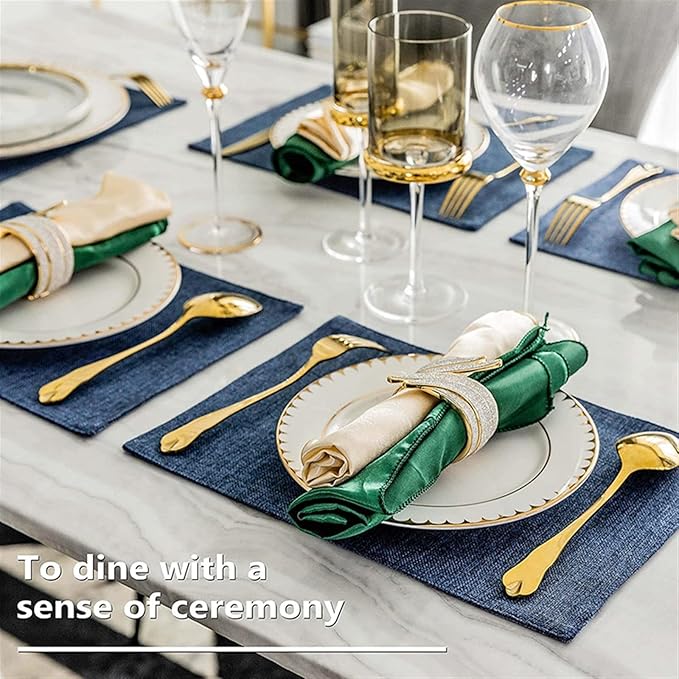 Non-Slip Placemats Woven Blue Set of 4/6 Pieces Heat Dining for Kitchen Washable Table Mat(Gray 4 Pieces)