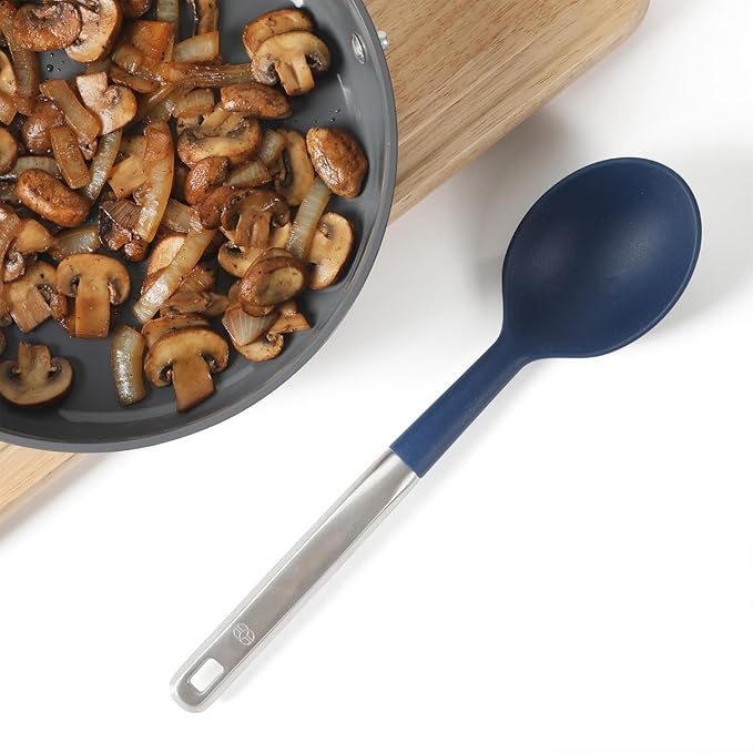 Calphalon Prime Stainless Steel Kitchen Spoon W/Navy Blue Silicone Head