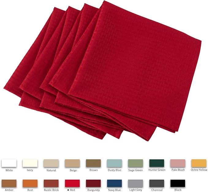 maxmill Jacquard Cloth Napkins 20 x 20 Inch Weaved Texture Pattern Soft Comfortable and Luxury Serviette for Christmas Family Dinners Parties and Banquets Set of 4 Pieces, Red
