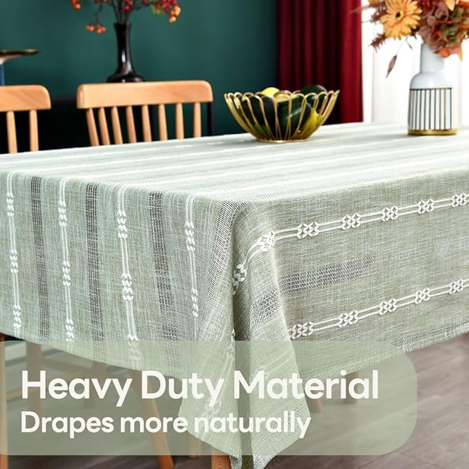 Heavy Duty Cotton Table Cloth for Rectangle Table Sage Green Tablecloth Rectangular Farmhouse Vintage Tablecloth Washable Rustic Table Cover (Sage Green, 52''x70'')
