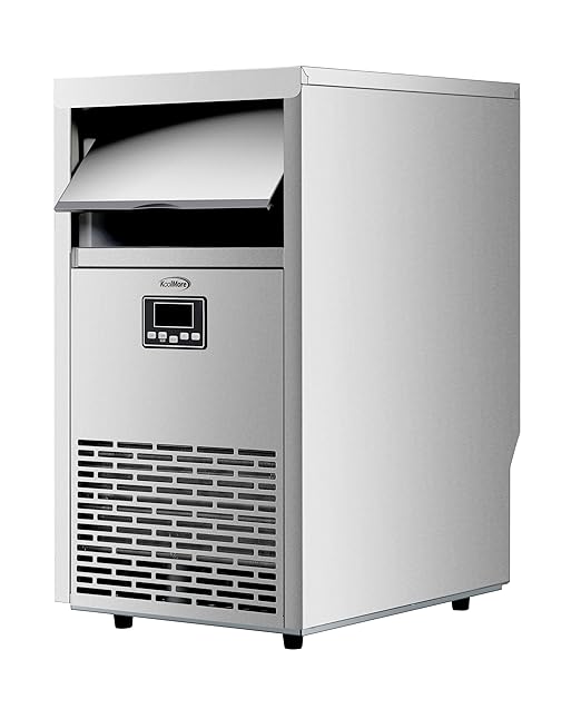KoolMore 18 in. Commercial Ice Maker Machine, 100 lbs/24H Crescent Ice, 30 lbs Storage, Undercounter or Freestanding Ideal for Commercial or Residential Use, ETL Listed in Stainless-Steel