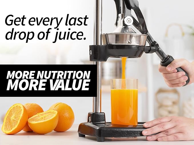 Zulay Kitchen Extra Tall Citrus Press Manual Juicer - Manual Orange Juice Squeezer, Fits Tumblers, Tall Glasses and Cups - Fruit Press & Juice Press, Juice Presser Machine & Citrus Juicer Manual