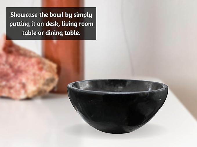 Black Tourmaline Crystal Bowl - 2 Inch Decorative Bowls for Room and Home Decor - Gemstone Healing Crystals for Elegant Display, Positive Energy Balance and Gift
