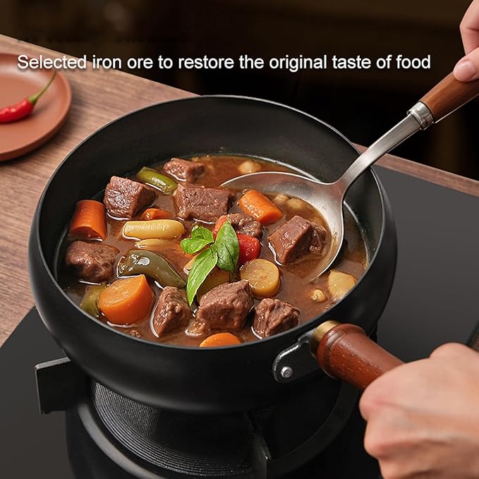 Carbon Steel Wok Pan, 10.2" Woks & Stir-Fry Pans with Glass Lid Cookwares, Nonstick Wok Flat Bottom Small Handmade Chinese Wok For for All Stoves